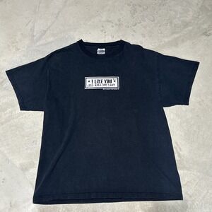 Vintage Y2K 2001 I Like You I'll Kill You Last Black Graphic L T-Shirt Faded